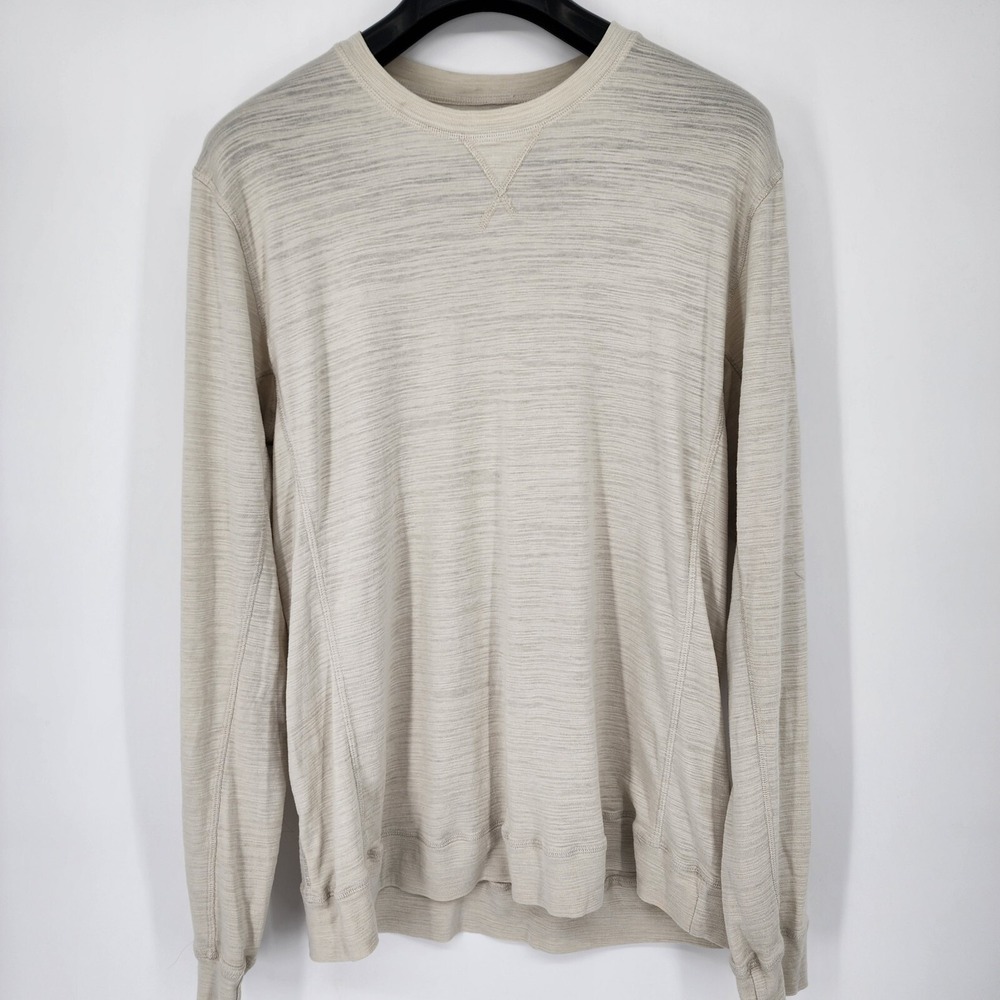 SPLENDID MILLS Men's Size XXL 2XL Ivory Long Sleeve Pullover Shirt Made in USA